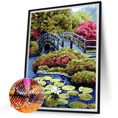 Scenery Of Small Bridge - Full Round Drill Diamond Painting 40*50CM