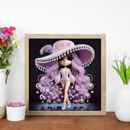 Girl With Big Eyes And Top Hat - Special Shaped Drill Diamond Painting 30*30CM