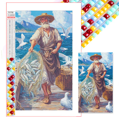 Old Man And The Sea - Full Square Drill Diamond Painting 40*70CM