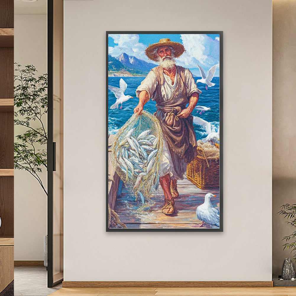 Old Man And The Sea - Full Square Drill Diamond Painting 40*70CM