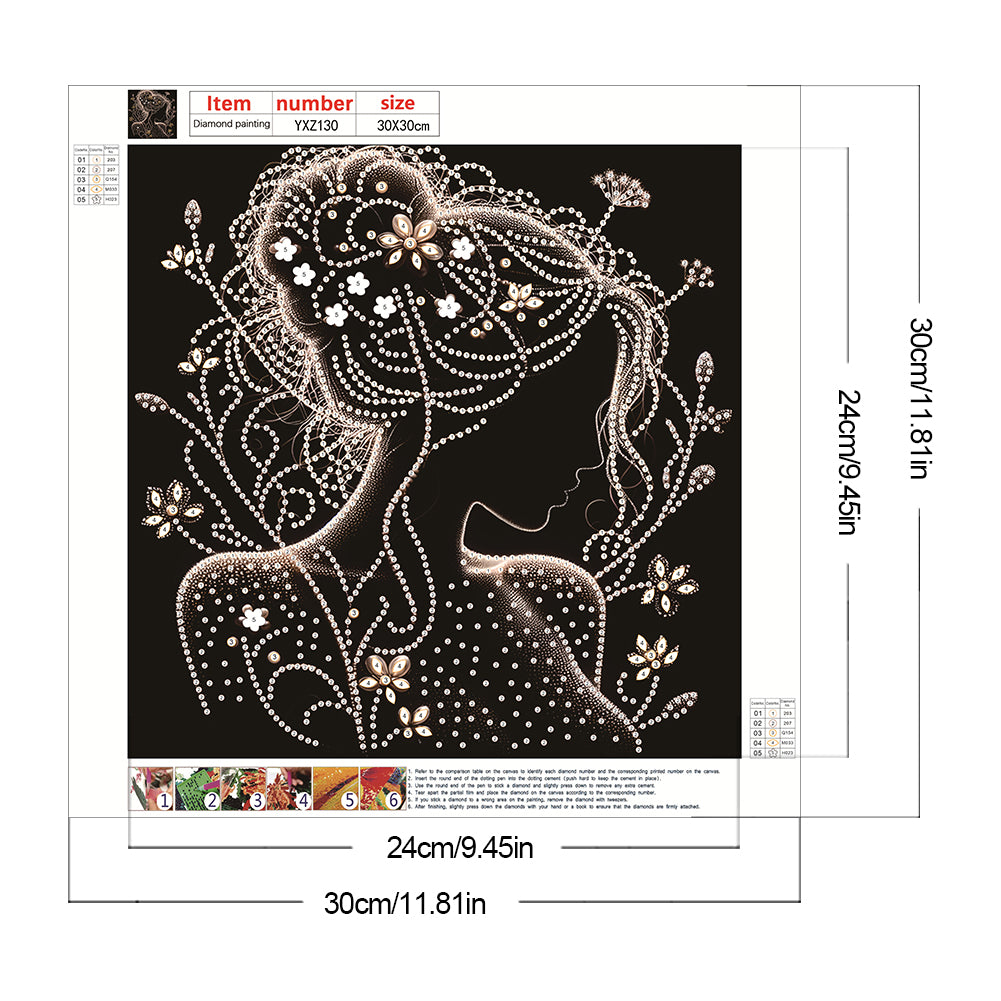 Elegant Silhouette Woman - Special Shaped Drill Diamond Painting 30*30CM