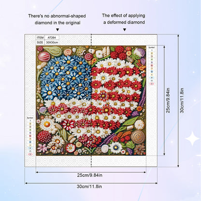 American Flag Independence Day - Special Shaped Drill Diamond Painting 30*30CM