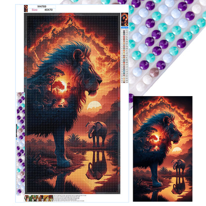 Lion Elephant - Full Round Drill Diamond Painting 40*70CM