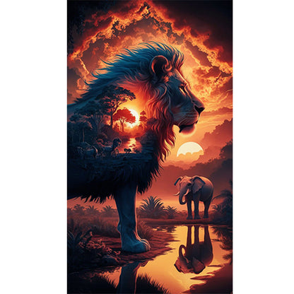 Lion Elephant - Full Round Drill Diamond Painting 40*70CM