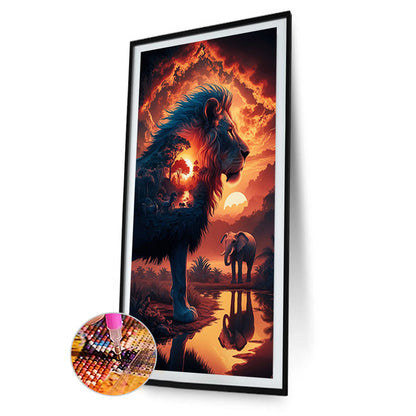 Lion Elephant - Full Round Drill Diamond Painting 40*70CM