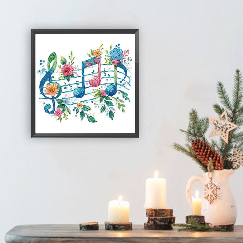 Notes And Flowers - Special Shaped Drill Diamond Painting 30*30CM