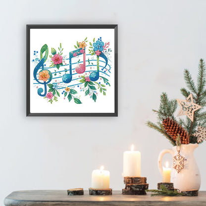Notes And Flowers - Special Shaped Drill Diamond Painting 30*30CM