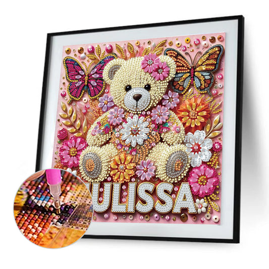 Bear And Flowers - Special Shaped Drill Diamond Painting 30*30CM