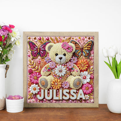Bear And Flowers - Special Shaped Drill Diamond Painting 30*30CM