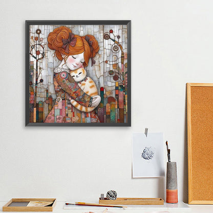 Little Girl Holding A Dog - Full Square Drill Diamond Painting 40*40CM