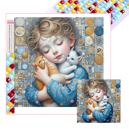 Little Girl Holding A Dog - Full Square Drill Diamond Painting 40*40CM