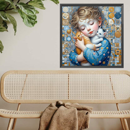 Little Girl Holding A Dog - Full Square Drill Diamond Painting 40*40CM