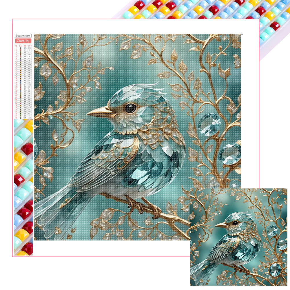 Glass Kingfisher - Full Square Drill Diamond Painting 30*30CM