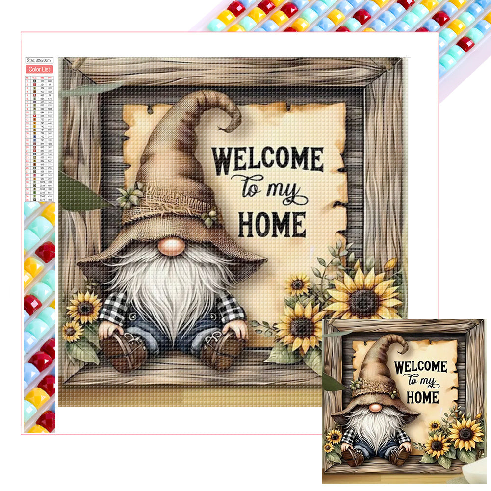 Gnome Welcome To My Home - Full Square Drill Diamond Painting 30*30CM