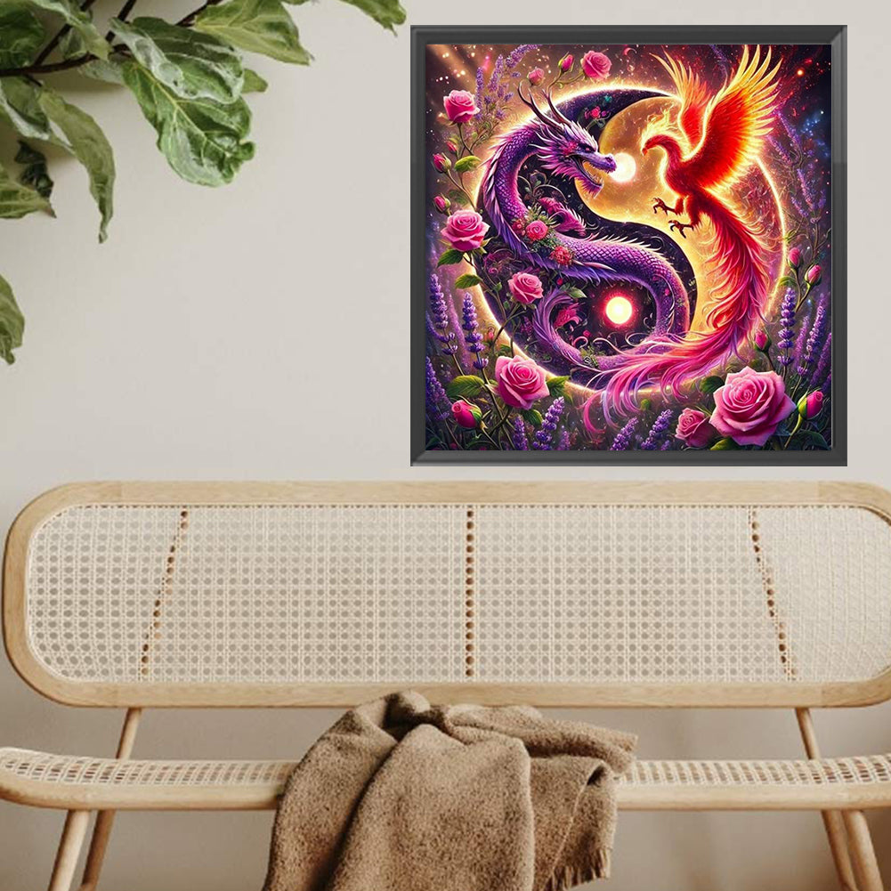 Yin Yang Dragon And Phoenix - Full Square Drill Diamond Painting 40*40CM