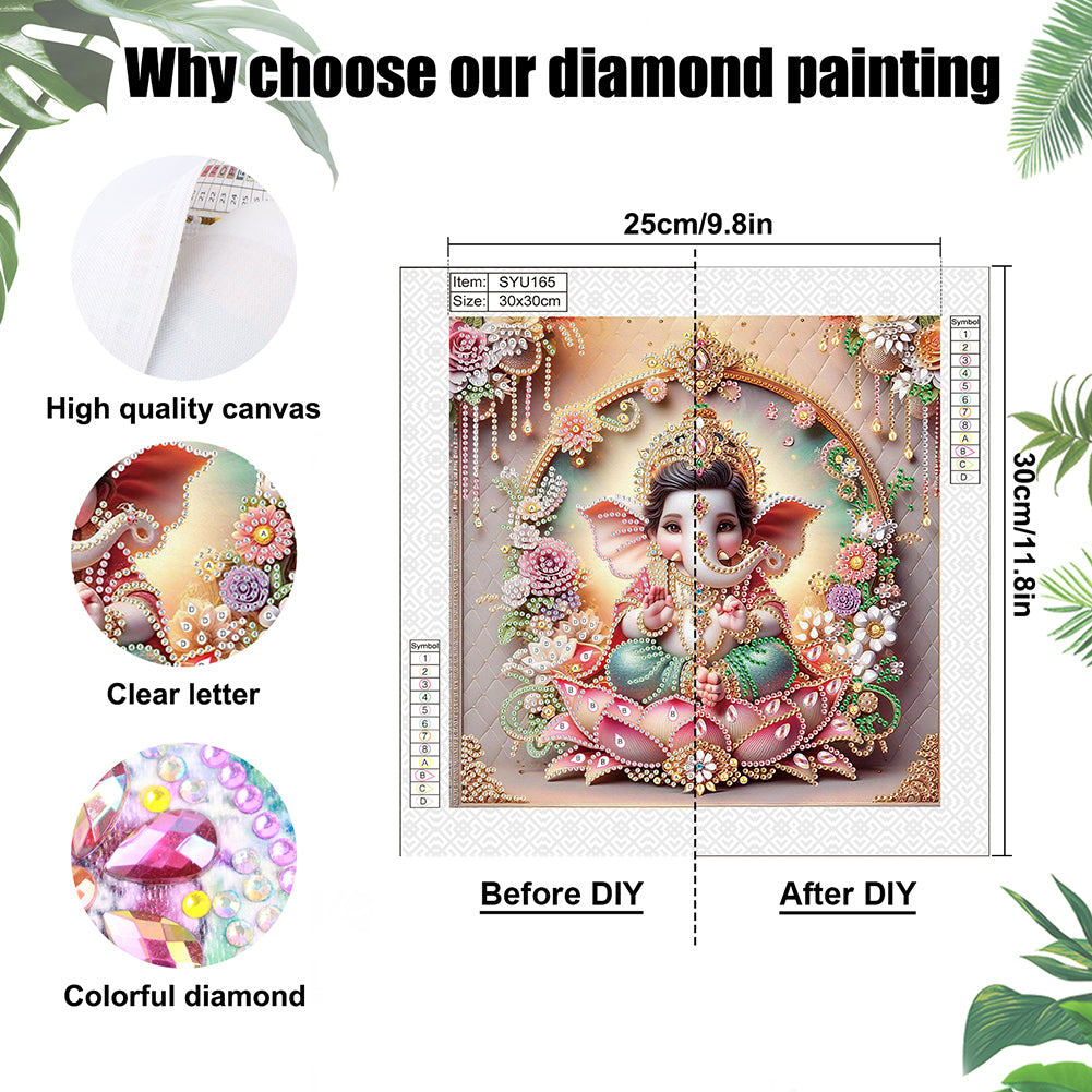 Ganesha Religion - Special Shaped Drill Diamond Painting 30*30CM