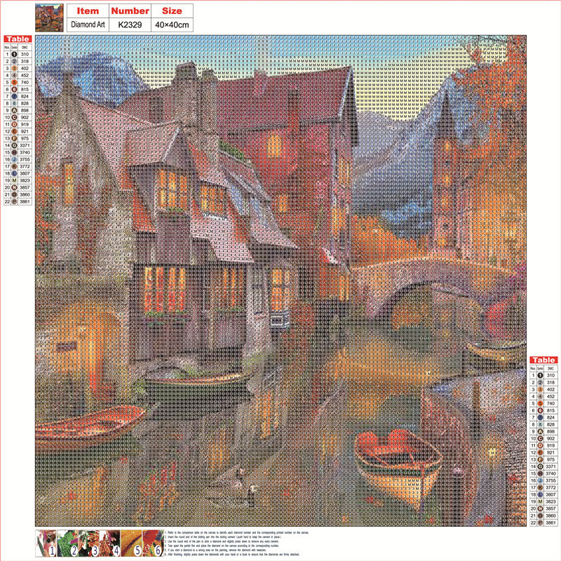 House With Lake View - Full Round Drill Diamond Painting 40*40CM