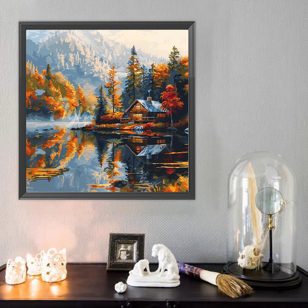 House With Lake View - Full Round Drill Diamond Painting 40*40CM
