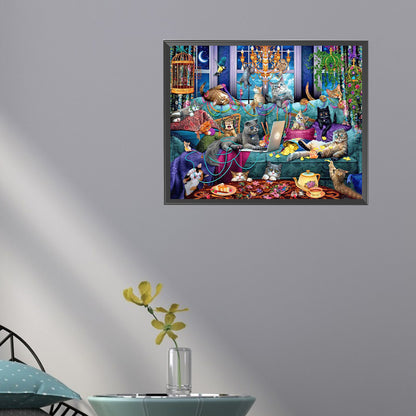 Cat Party - Full Round Drill Diamond Painting 50*40CM