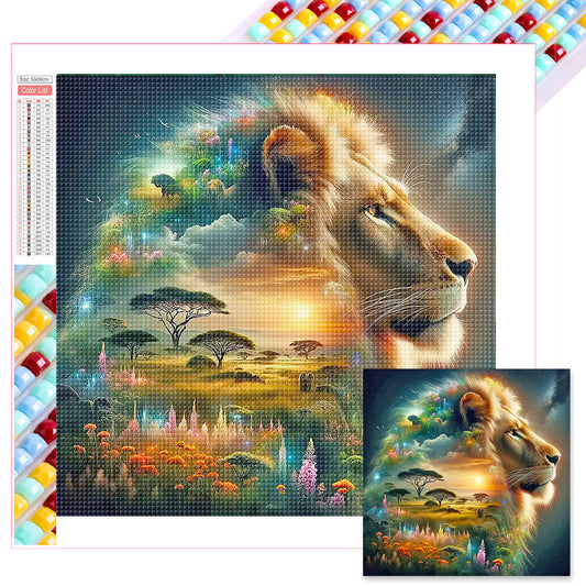 Silhouette Of Lion - Full Square Drill Diamond Painting 50*50CM