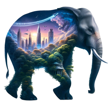 Elephant And High-Rise - Full Round Drill Diamond Painting 30*30CM