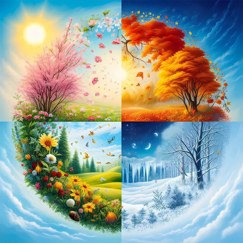 Sea Of ??Four Seasons - Full Round Drill Diamond Painting 40*40CM