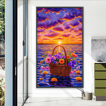 Sunset Flower Basket - Full Round Drill Diamond Painting 40*70CM