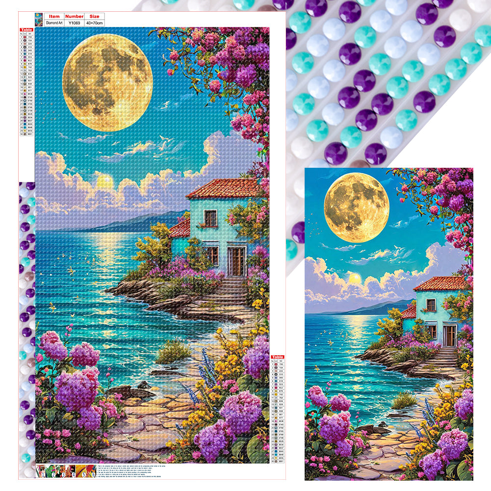 Cottages By The Sea - Full Round Drill Diamond Painting 40*70CM