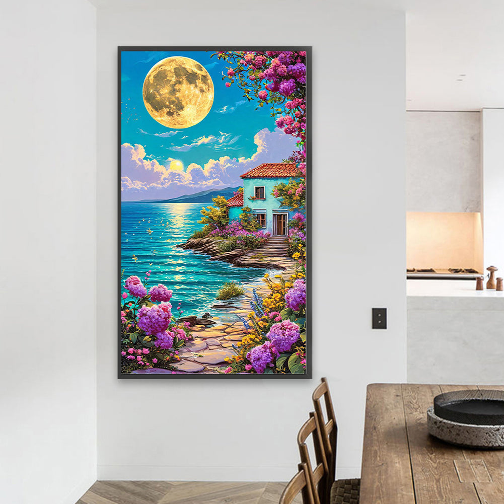 Cottages By The Sea - Full Round Drill Diamond Painting 40*70CM