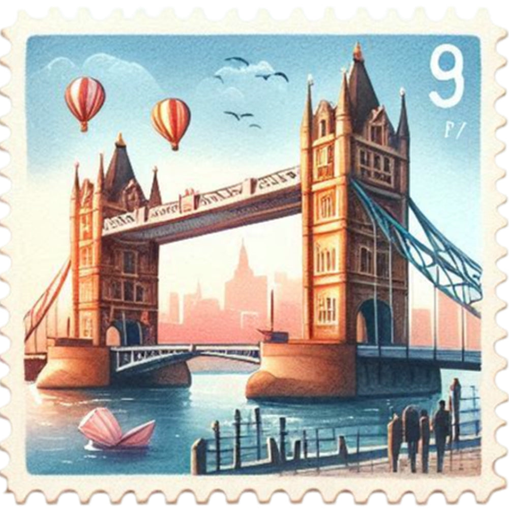 Famous Buildings With Stamp Feeling - Full Round Drill Diamond Painting 30*30CM
