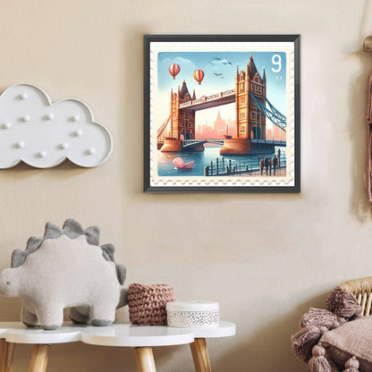 Famous Buildings With Stamp Feeling - Full Round Drill Diamond Painting 30*30CM