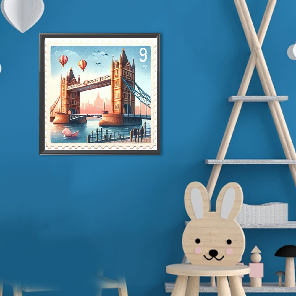 Famous Buildings With Stamp Feeling - Full Round Drill Diamond Painting 30*30CM