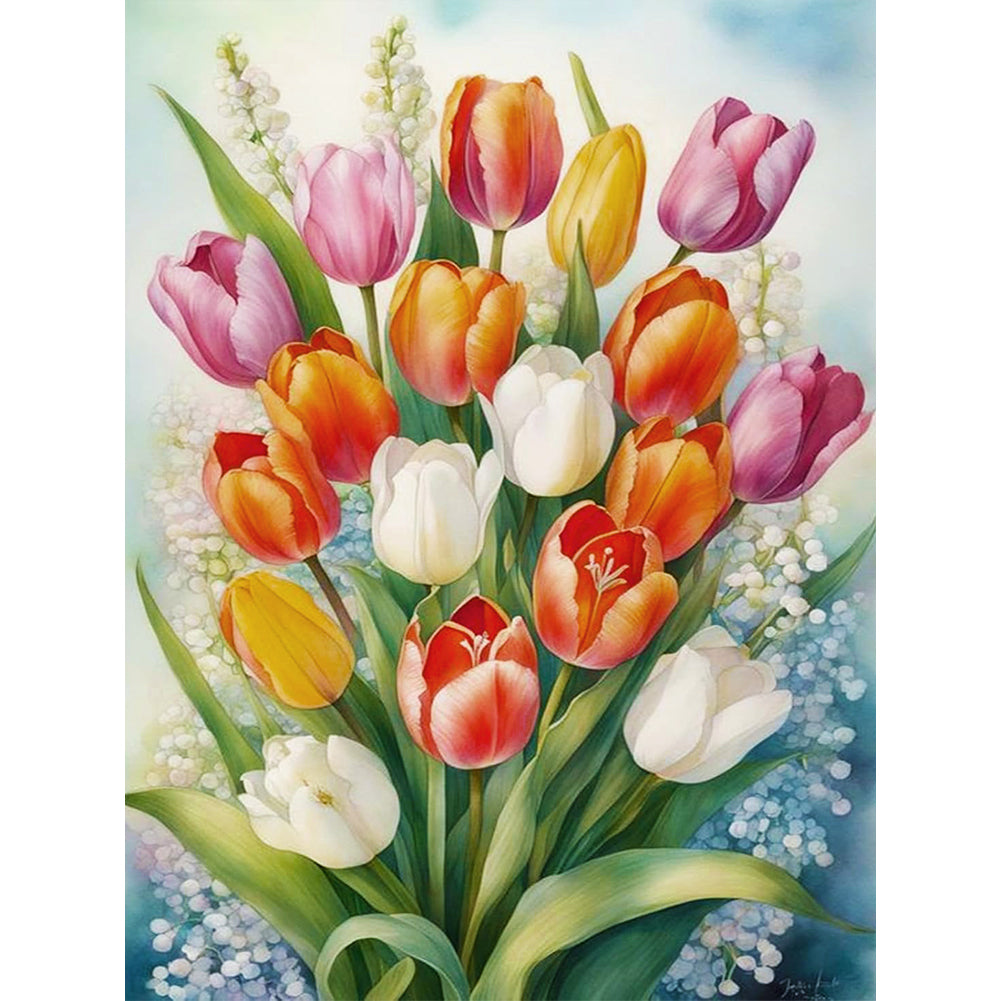 Tulip Bouquet - Full Round Drill Diamond Painting 30*40CM