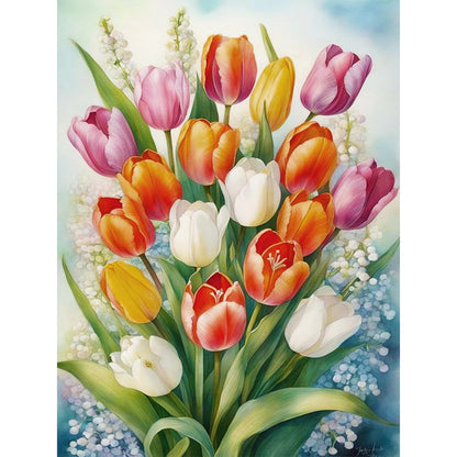 Tulip Bouquet - Full Round Drill Diamond Painting 30*40CM