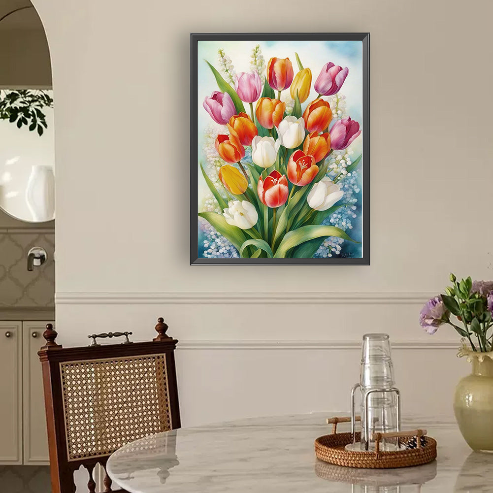 Tulip Bouquet - Full Round Drill Diamond Painting 30*40CM