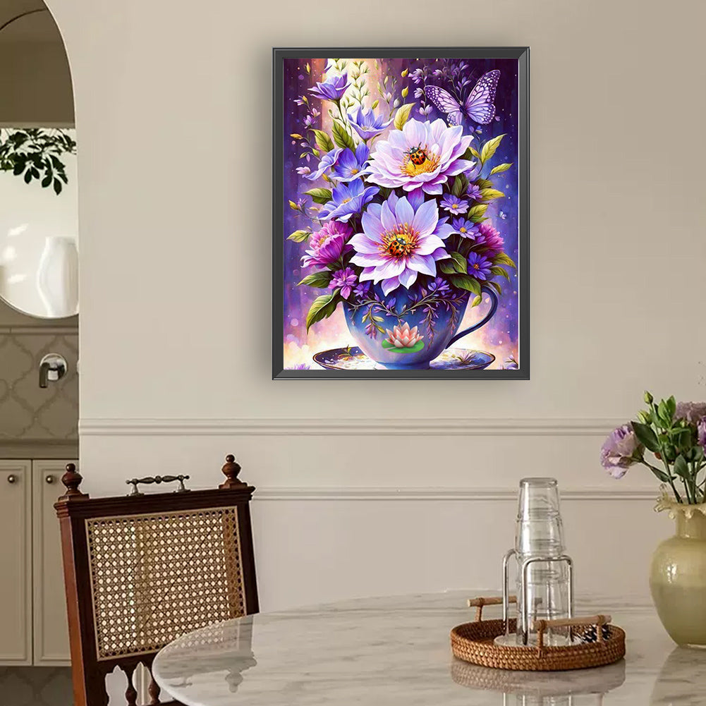 Ladybug Cup Flower - Full Round Drill Diamond Painting 30*40CM