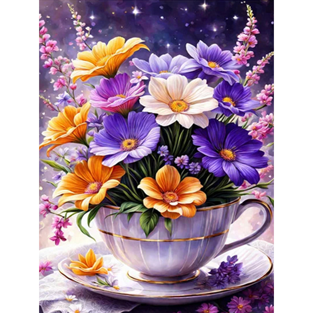 Porcelain Cup Bouquet - Full Round Drill Diamond Painting 30*40CM