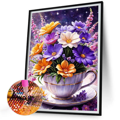 Porcelain Cup Bouquet - Full Round Drill Diamond Painting 30*40CM
