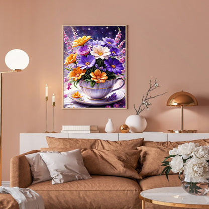 Porcelain Cup Bouquet - Full Round Drill Diamond Painting 30*40CM