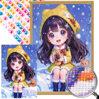 Cute Girl - Full AB Round Drill Diamond Painting 40*60CM
