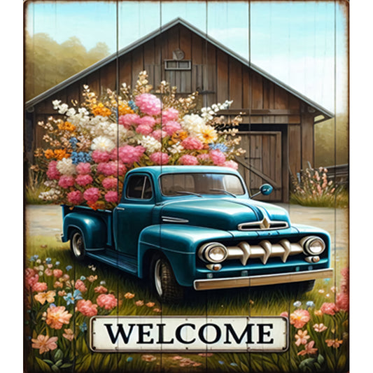 Car Full Of Flowers - Full Round Drill Diamond Painting 35*40CM