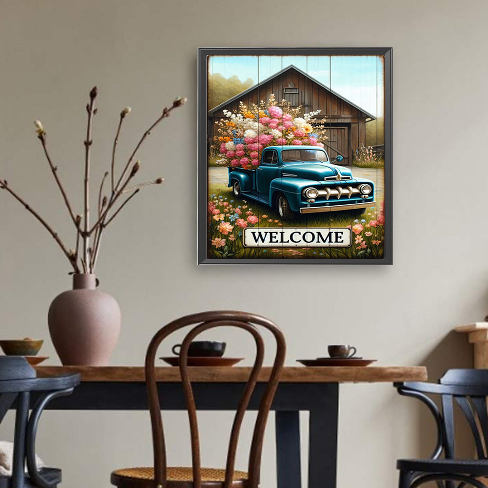 Car Full Of Flowers - Full Round Drill Diamond Painting 35*40CM
