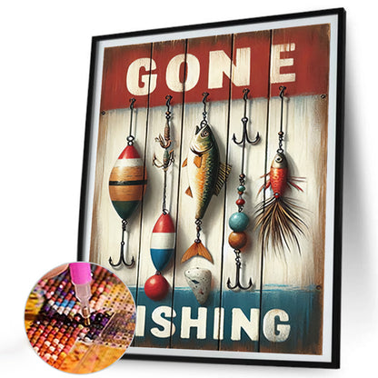 Fishing - Full Round Drill Diamond Painting 35*40CM