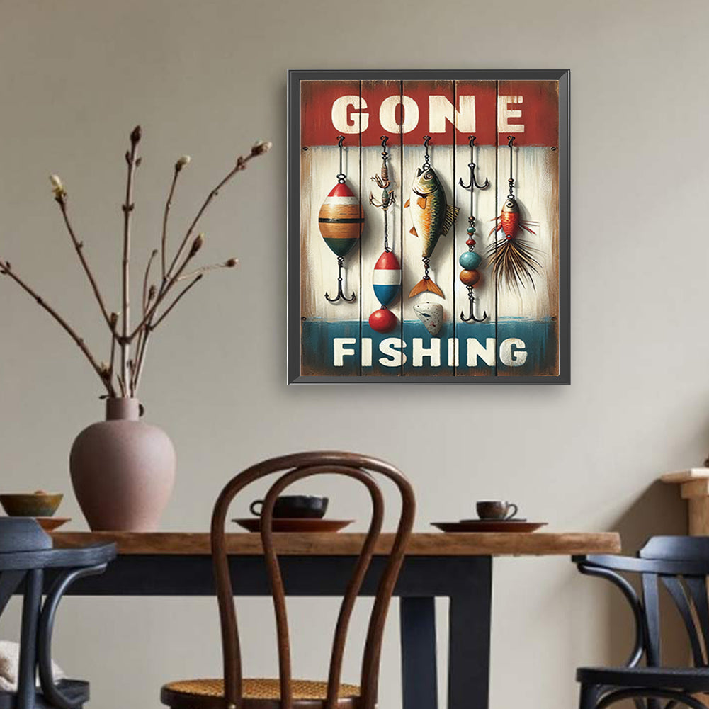 Fishing - Full Round Drill Diamond Painting 35*40CM