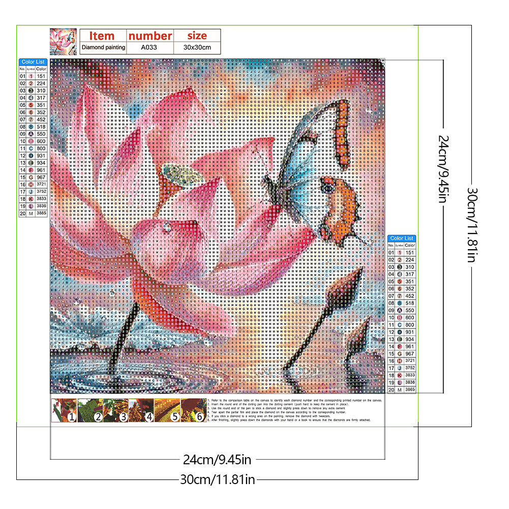 Lotus Butterfly - Full Round Drill Diamond Painting 30*30CM