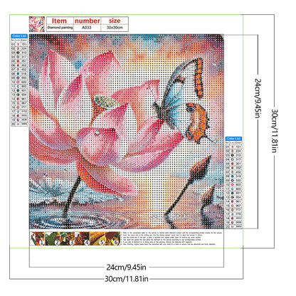 Lotus Butterfly - Full Round Drill Diamond Painting 30*30CM