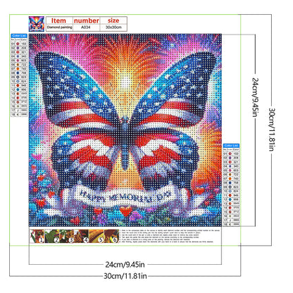 Independence Day Butterfly - Full Round Drill Diamond Painting 30*30CM