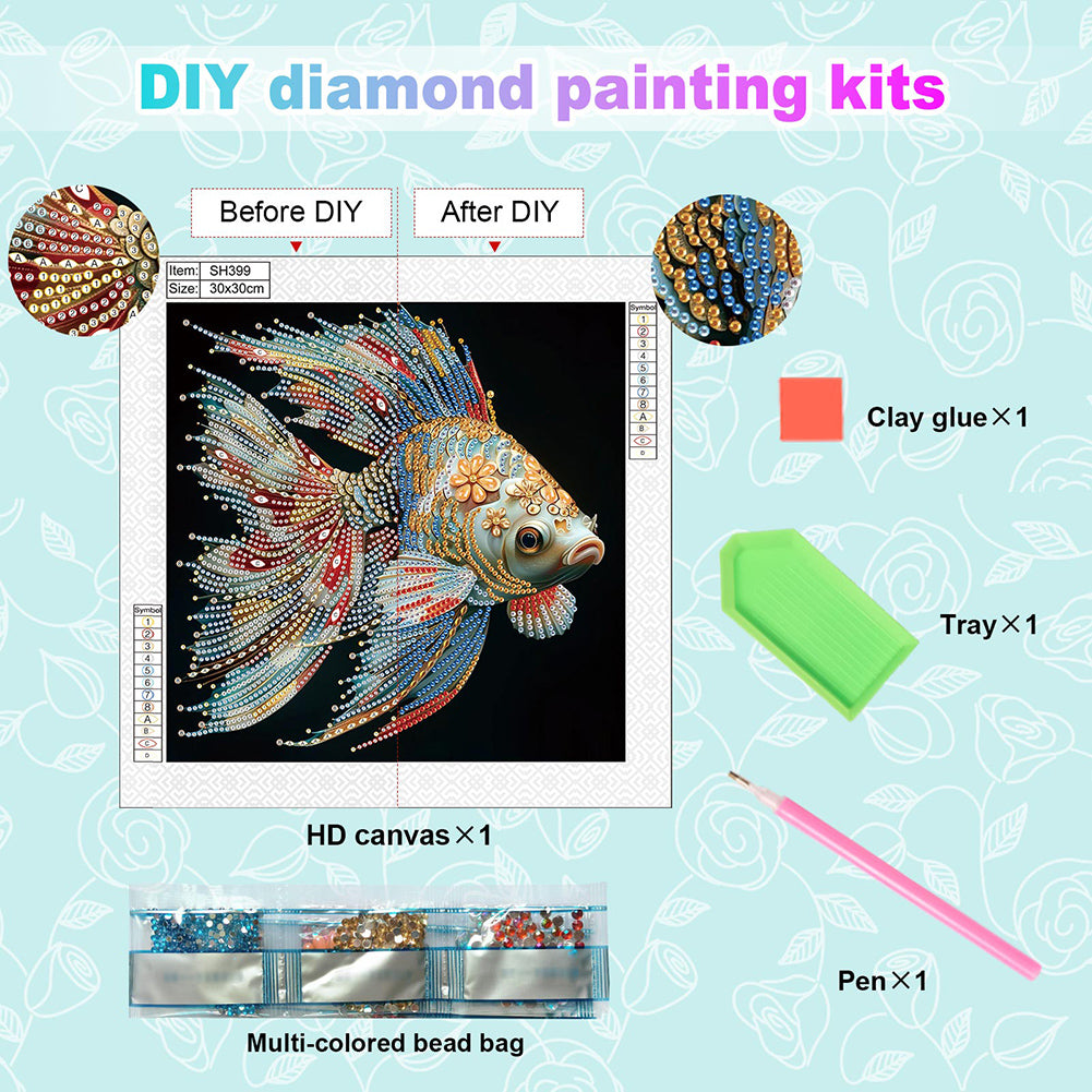 Koi Carp - Special Shaped Drill Diamond Painting 30*30CM