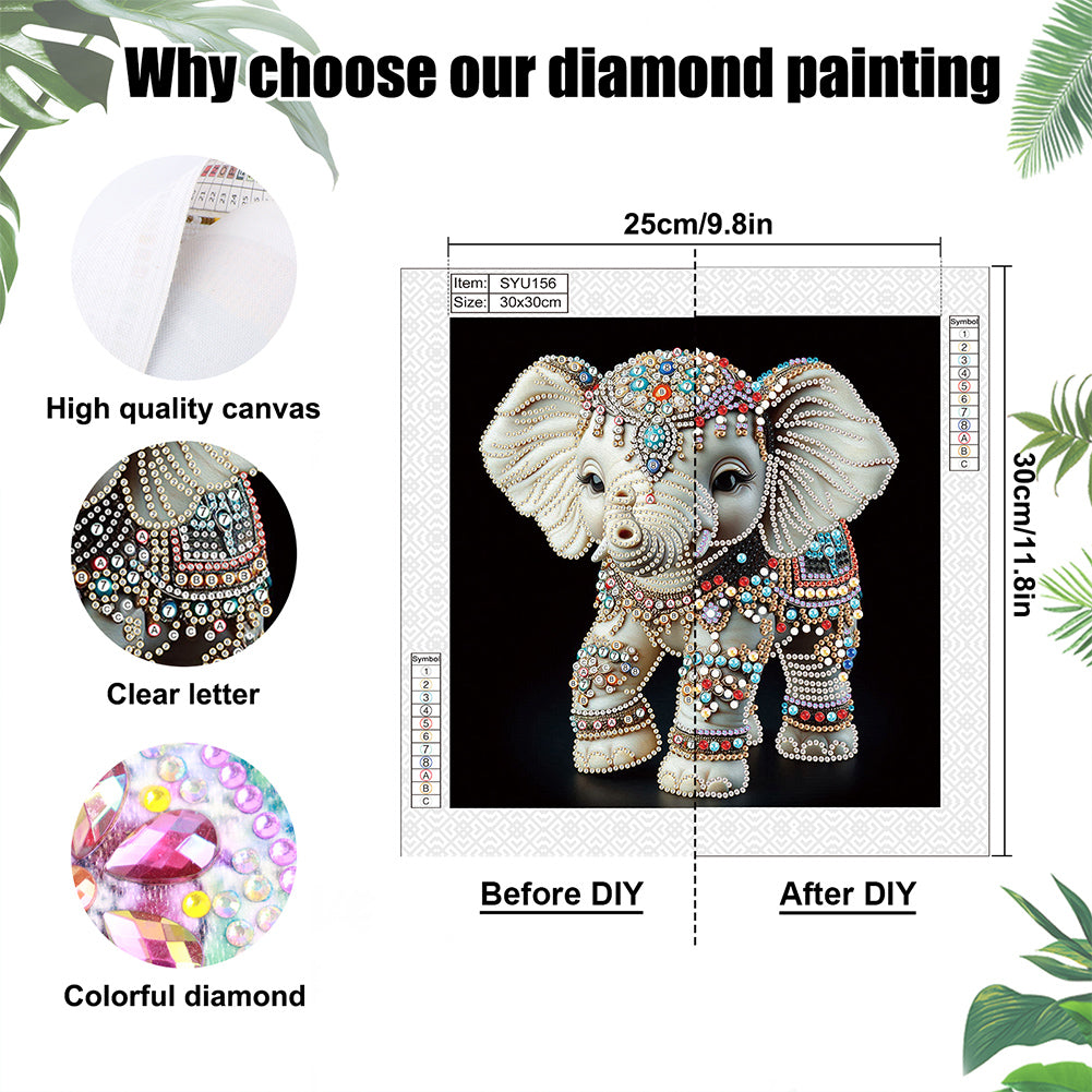Elephant - Special Shaped Drill Diamond Painting 30*30CM