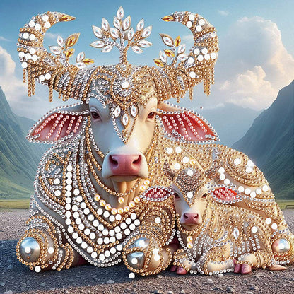 Parent-Child Cow - Special Shaped Drill Diamond Painting 30*30CM